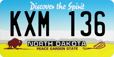 ND license plate KXM136