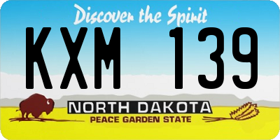 ND license plate KXM139