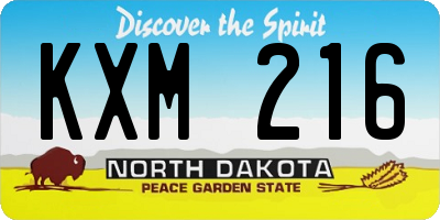 ND license plate KXM216