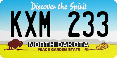 ND license plate KXM233