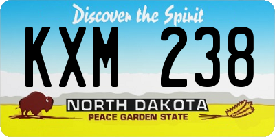 ND license plate KXM238