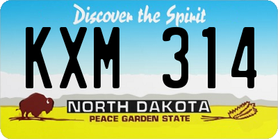 ND license plate KXM314