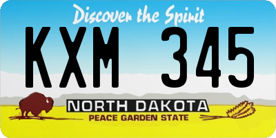 ND license plate KXM345