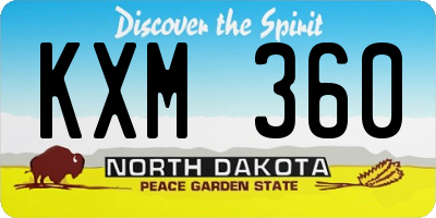 ND license plate KXM360