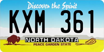 ND license plate KXM361
