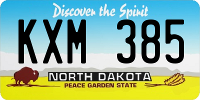 ND license plate KXM385