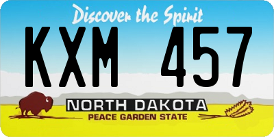 ND license plate KXM457
