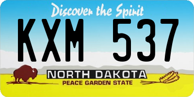 ND license plate KXM537