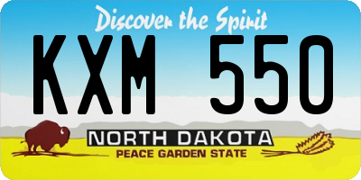 ND license plate KXM550