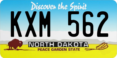 ND license plate KXM562