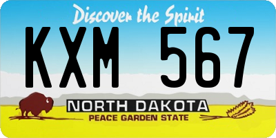 ND license plate KXM567