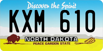 ND license plate KXM610