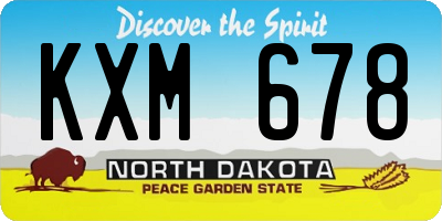 ND license plate KXM678