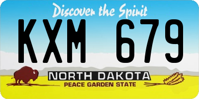 ND license plate KXM679