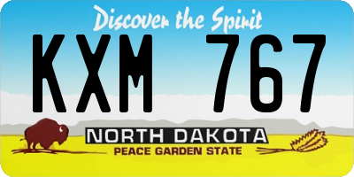 ND license plate KXM767