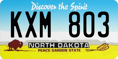 ND license plate KXM803