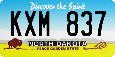 ND license plate KXM837