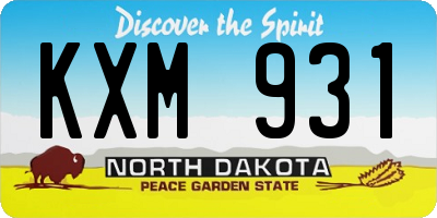 ND license plate KXM931