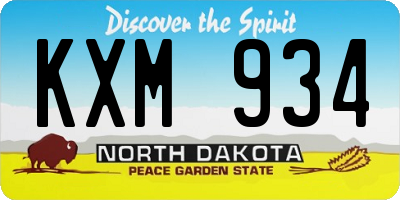 ND license plate KXM934