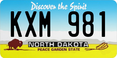 ND license plate KXM981