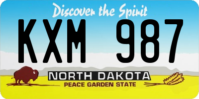 ND license plate KXM987