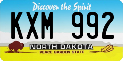 ND license plate KXM992