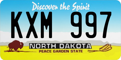 ND license plate KXM997