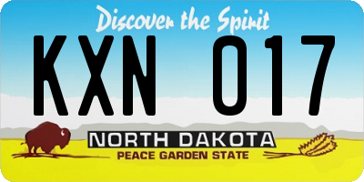 ND license plate KXN017