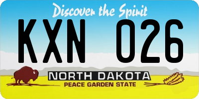 ND license plate KXN026