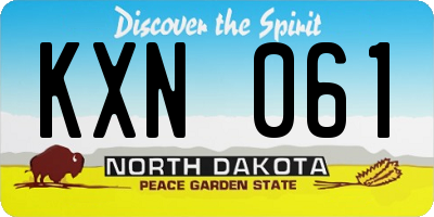 ND license plate KXN061