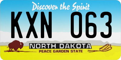 ND license plate KXN063