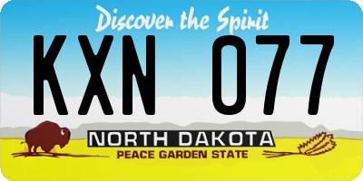 ND license plate KXN077