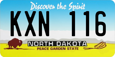 ND license plate KXN116