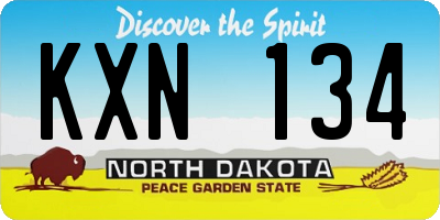 ND license plate KXN134