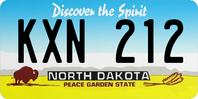 ND license plate KXN212