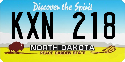 ND license plate KXN218