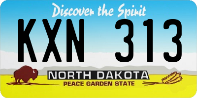 ND license plate KXN313