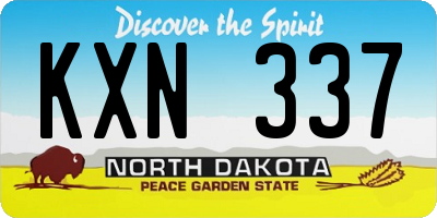 ND license plate KXN337