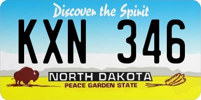 ND license plate KXN346