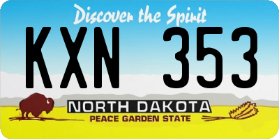 ND license plate KXN353