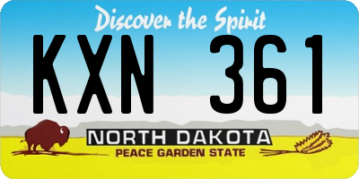 ND license plate KXN361