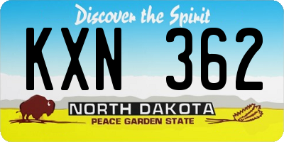 ND license plate KXN362
