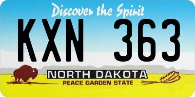 ND license plate KXN363