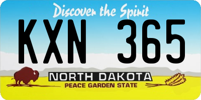ND license plate KXN365