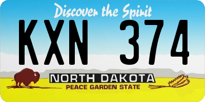 ND license plate KXN374