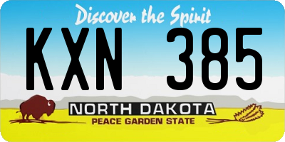 ND license plate KXN385