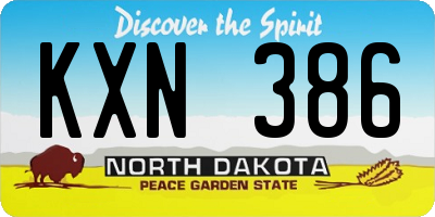 ND license plate KXN386