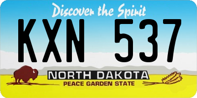 ND license plate KXN537