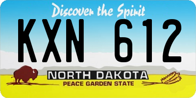 ND license plate KXN612