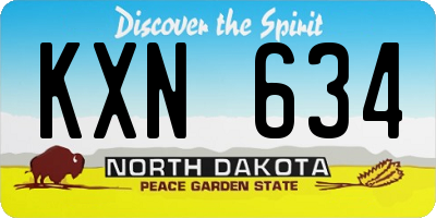 ND license plate KXN634